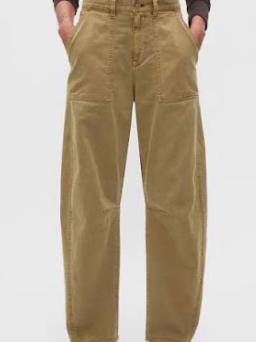GAP Mid Rise Twill Barrel Pants 14Tall Hayes Brown